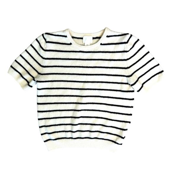 H&M Women’s Cream and Black Striped Knit Top - Picture 8 of 9